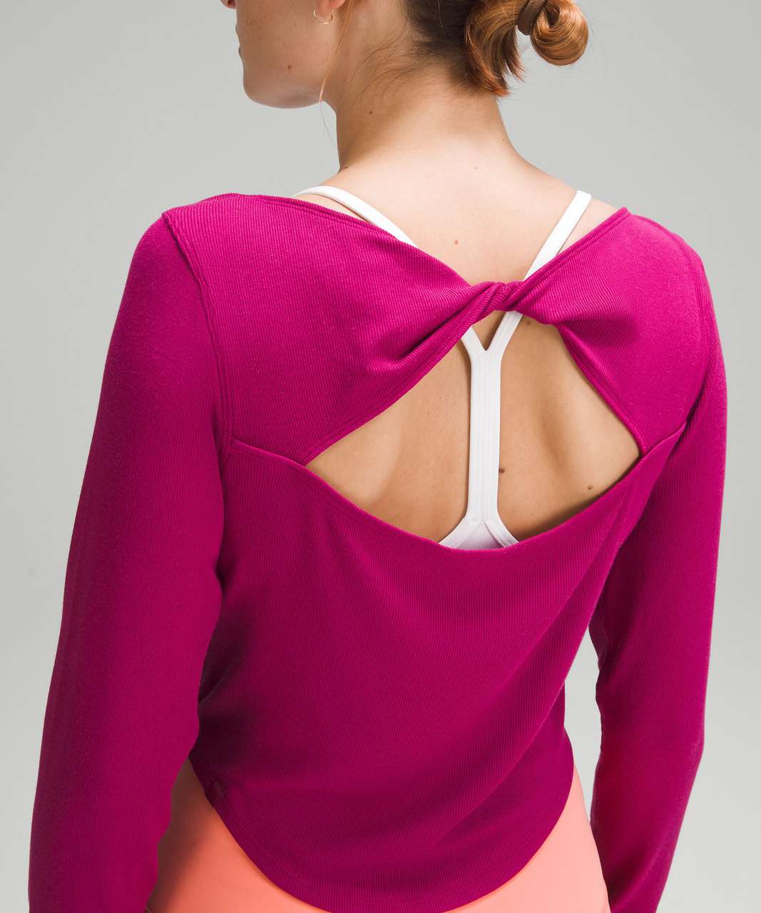 Lululemon Ribbed Modal Silk Twist-Back Yoga Long Sleeve Shirt - Retail $78