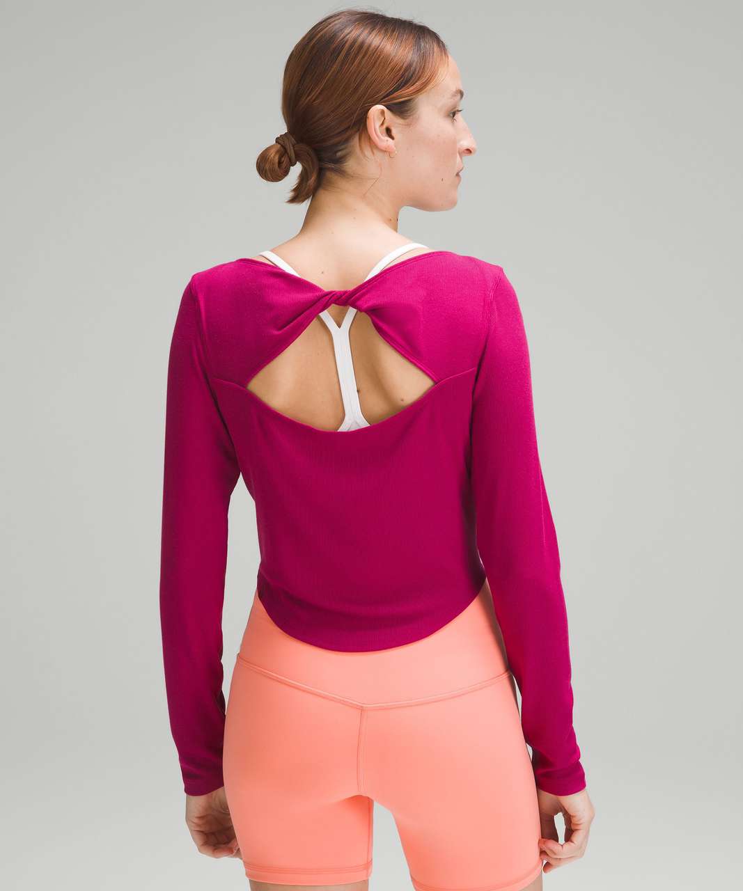 Modal Silk Twist-Back Yoga Long-Sleeve Shirt