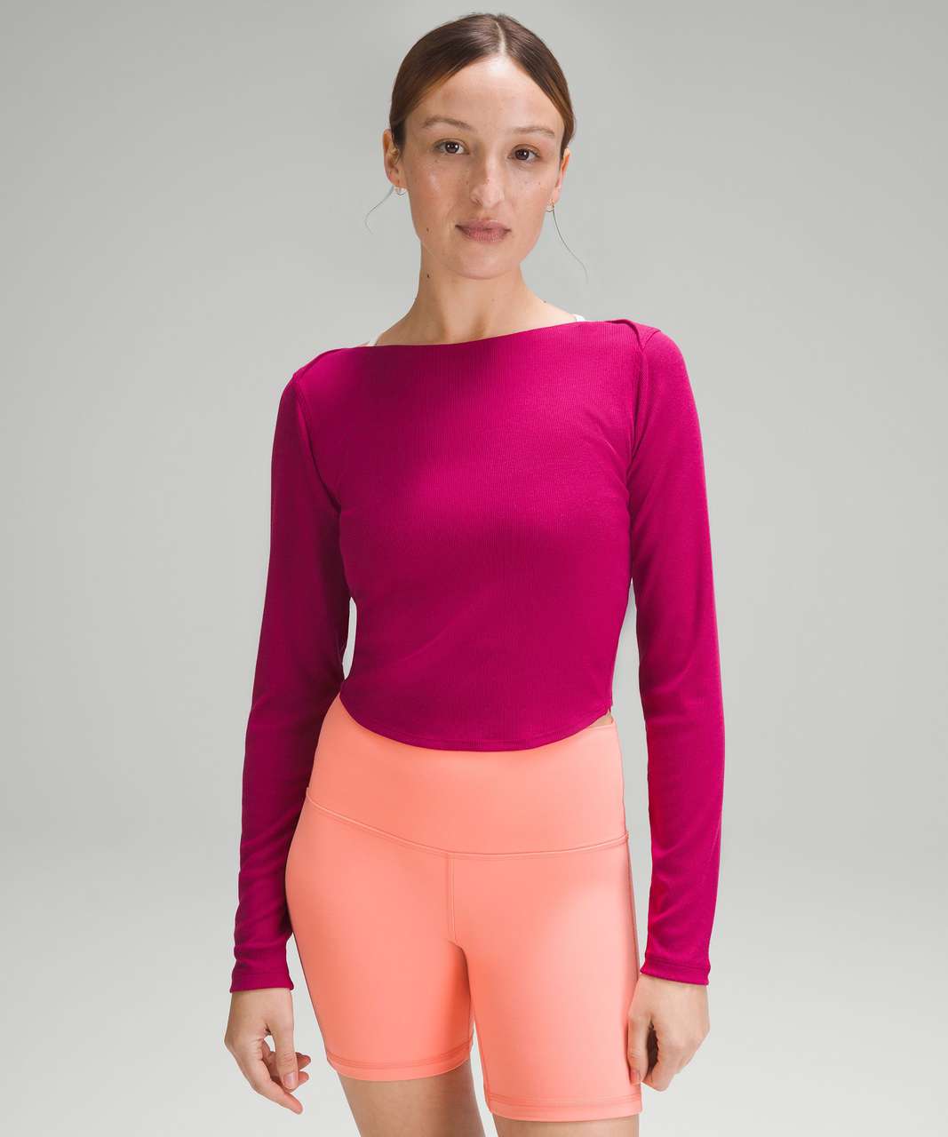 NWT $88 Lululemon [ 10 ] Ribbed Modal-Silk Blend Long Sleeve Shirt Cayenne  #5573