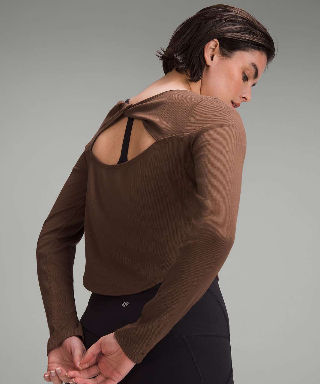 Lululemon Modal Silk Twist-Back Yoga Long-Sleeve Shirt - Java