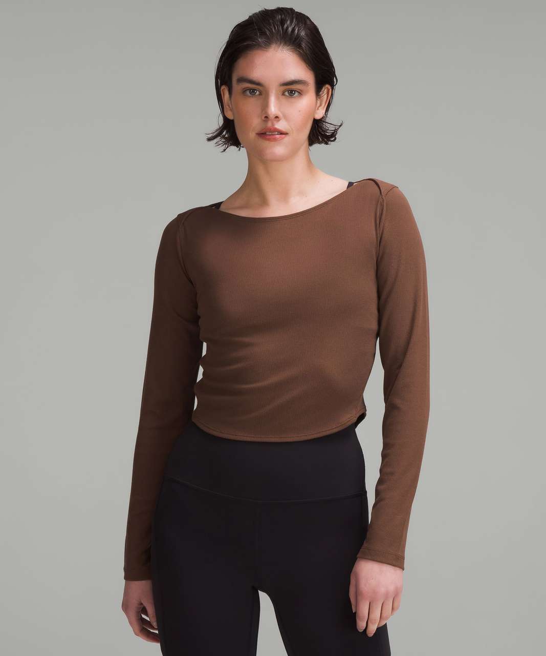 Lululemon Modal Silk Twist-Back Yoga Long-Sleeve Shirt - Java