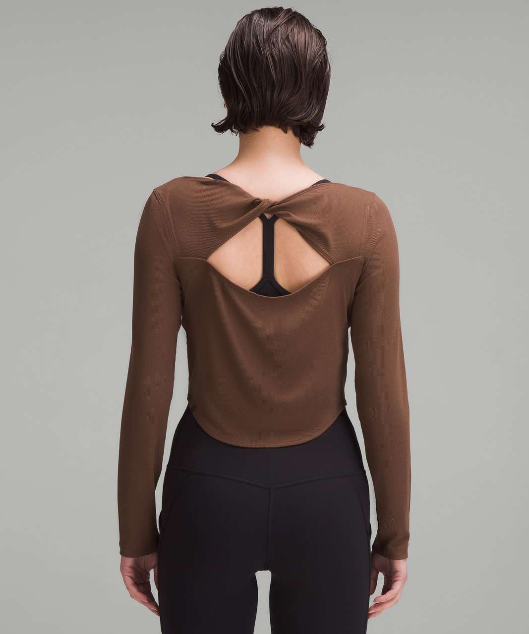 Modal Silk Twist-Back Yoga Long-Sleeve Shirt