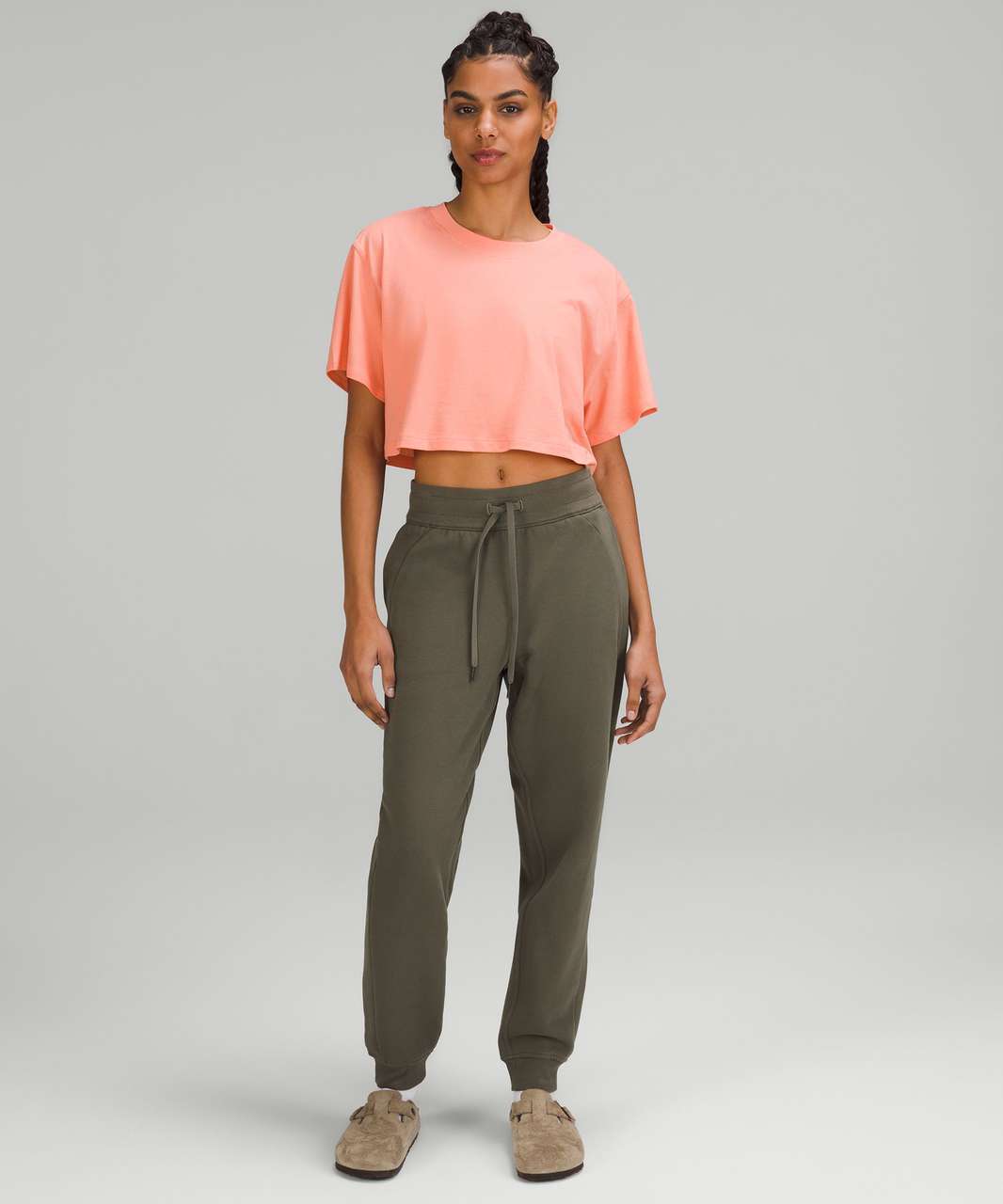 Lululemon All Yours Cropped T-Shirt - Sunny Coral - lulu fanatics