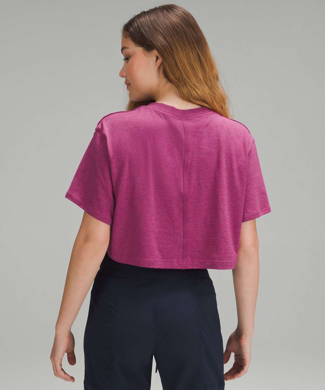 Lululemon All Yours Cropped T-Shirt - Heathered Magenta Purple