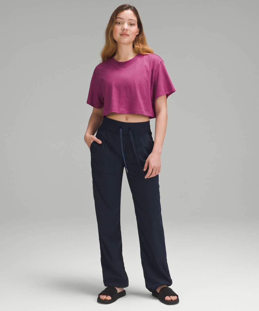 Lululemon All Yours Cropped T-Shirt - Heathered Magenta Purple