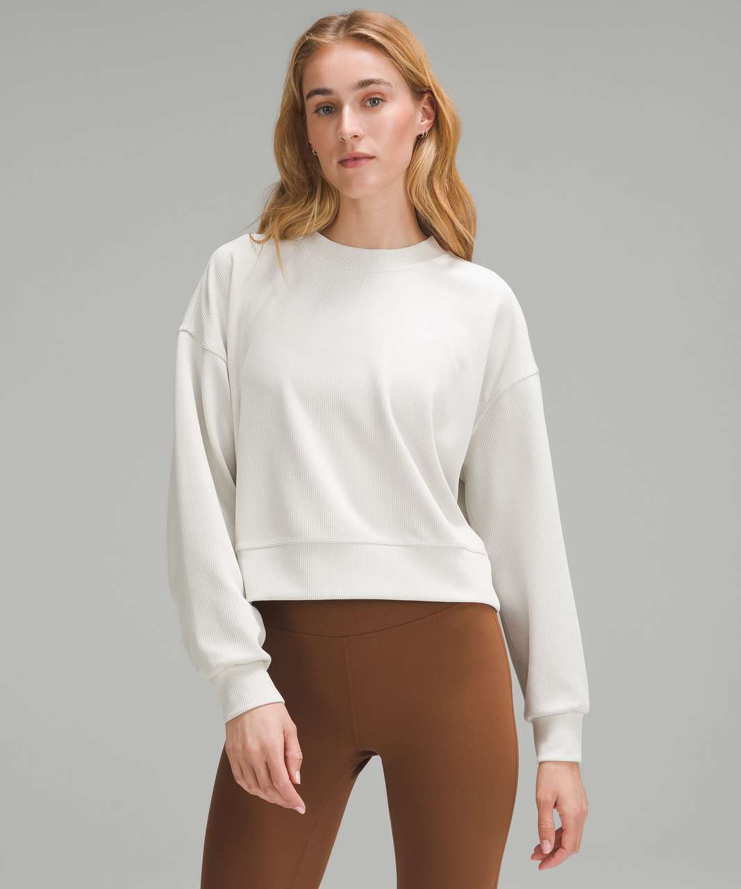 Lululemon Ribbed Softstreme Perfectly Oversized Cropped Crew - Bone