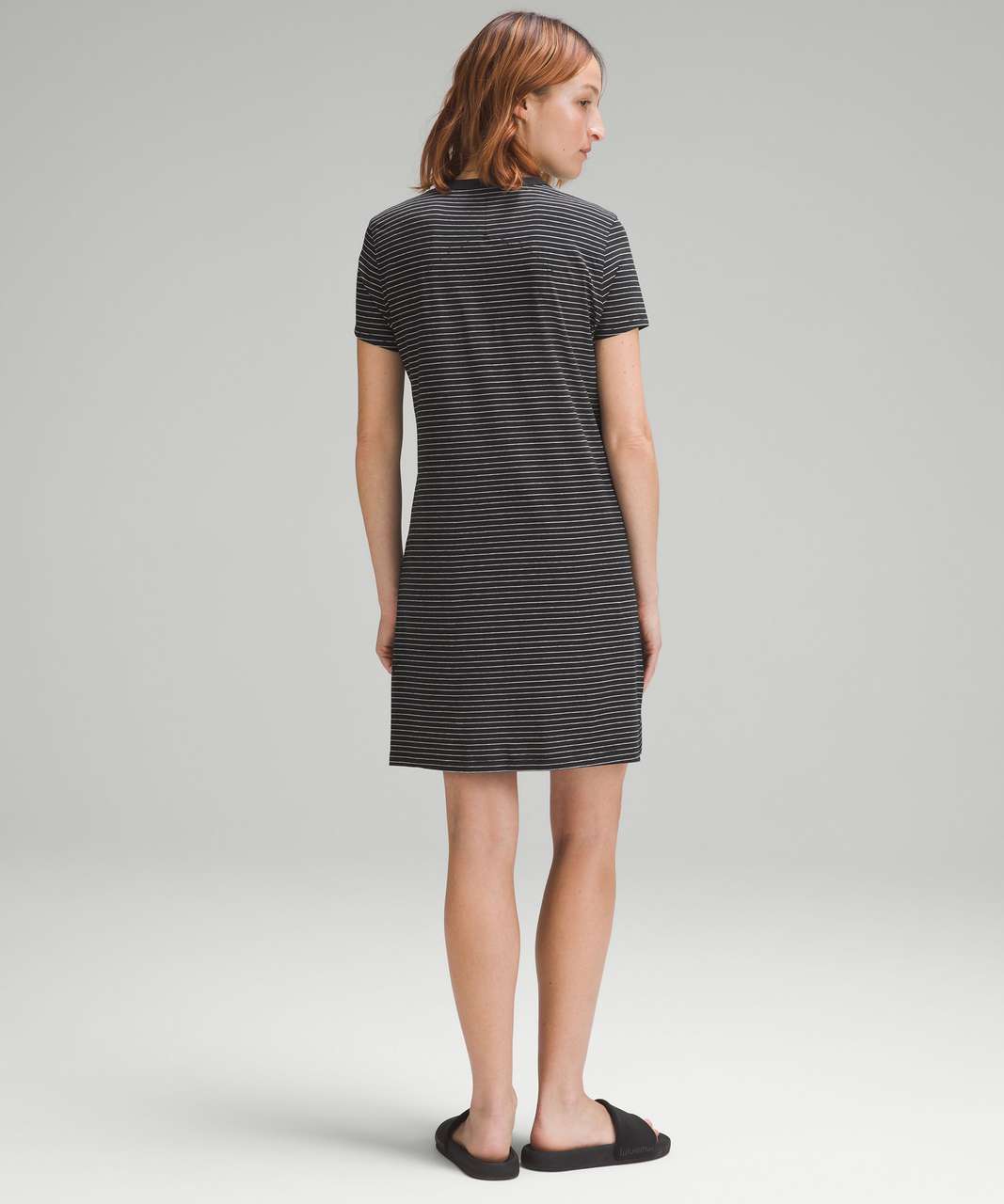 Lululemon Classic-Fit Cotton-Blend T-Shirt Dress - Synchronise Stripe Black White