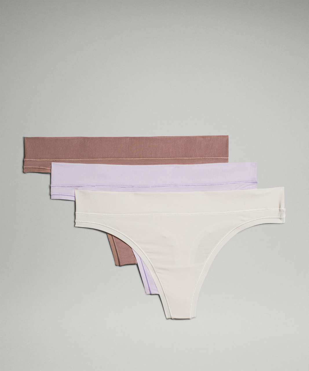 Lululemon UnderEase Mid-Rise Thong Underwear *3 Pack - Sheer Violet / Twilight Rose / Bone