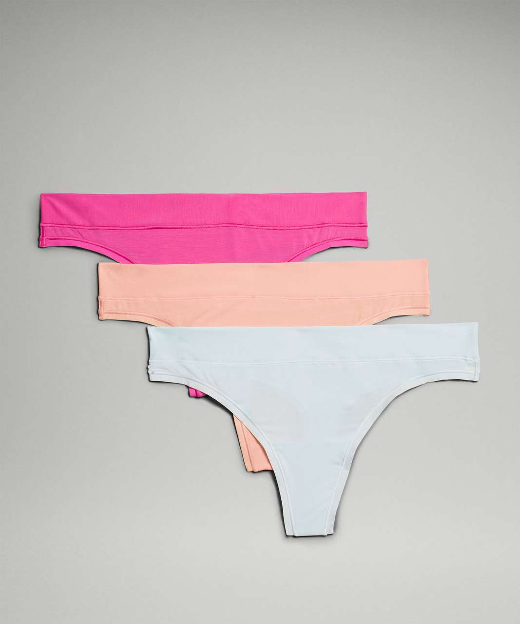 Lululemon UnderEase Mid-Rise Thong Underwear *3 Pack - Melon Sorbet / Sonic Pink / Powder Blue