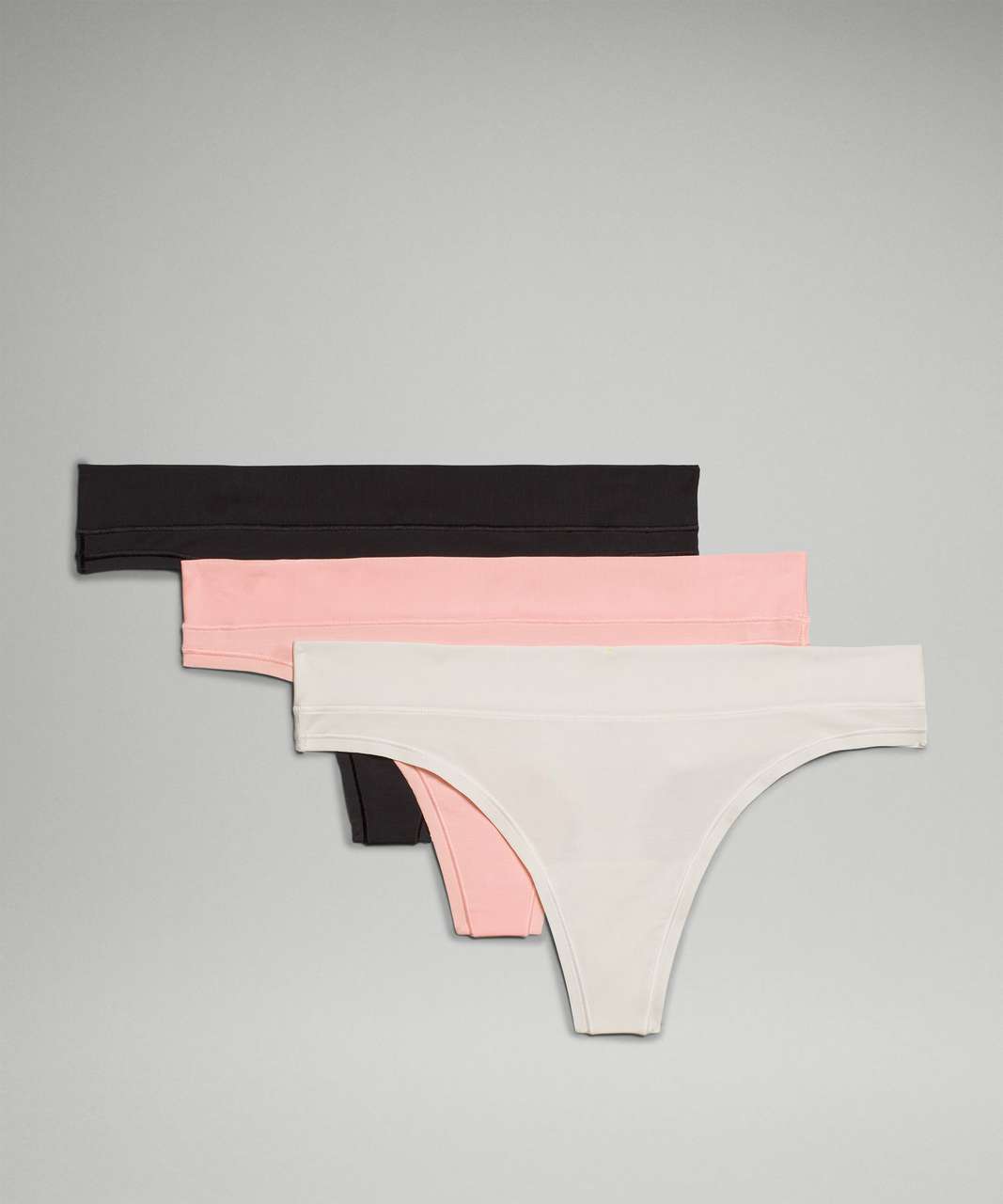 Lululemon UnderEase Mid-Rise Thong Underwear *3 Pack - Bone / Dew Pink / Black