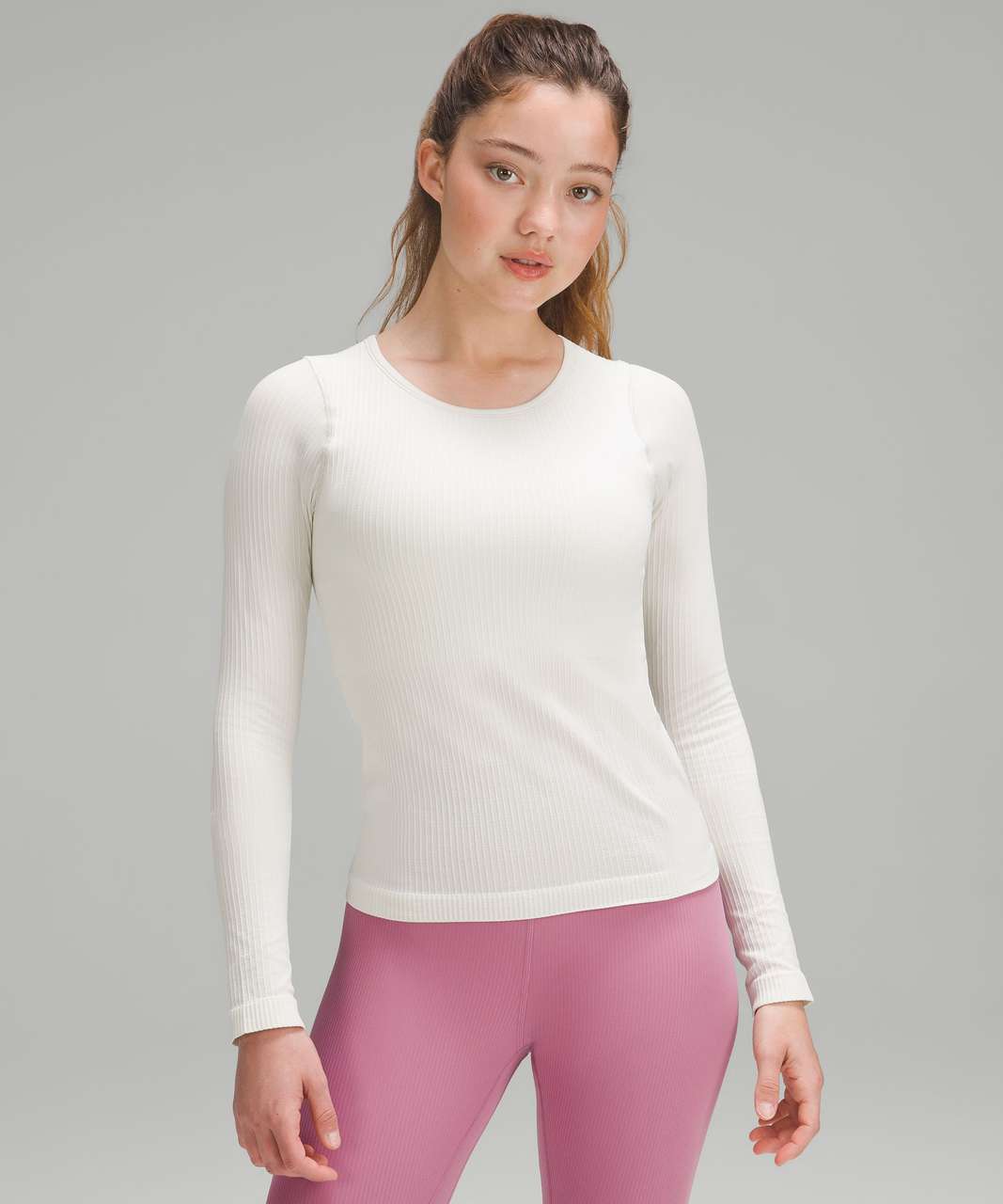 Lululemon Ebb to Street Waist-Length Long-Sleeve Shirt - Bone - lulu ...