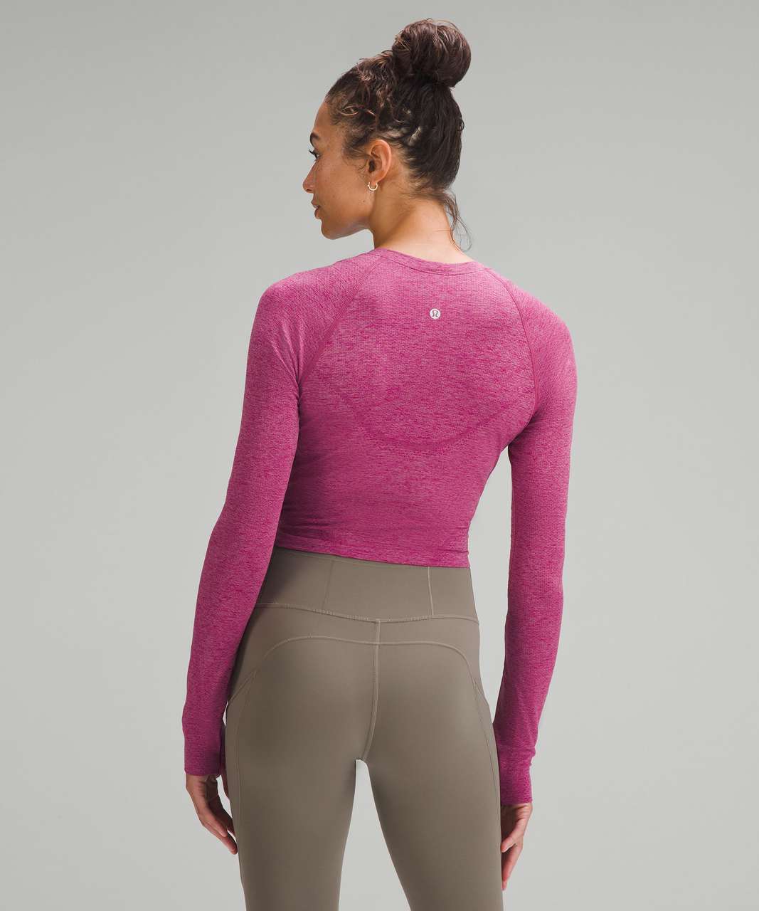 Lululemon Swiftly Tech Cropped Long-Sleeve Shirt 2.0 - Wild Berry / Velvet Dust