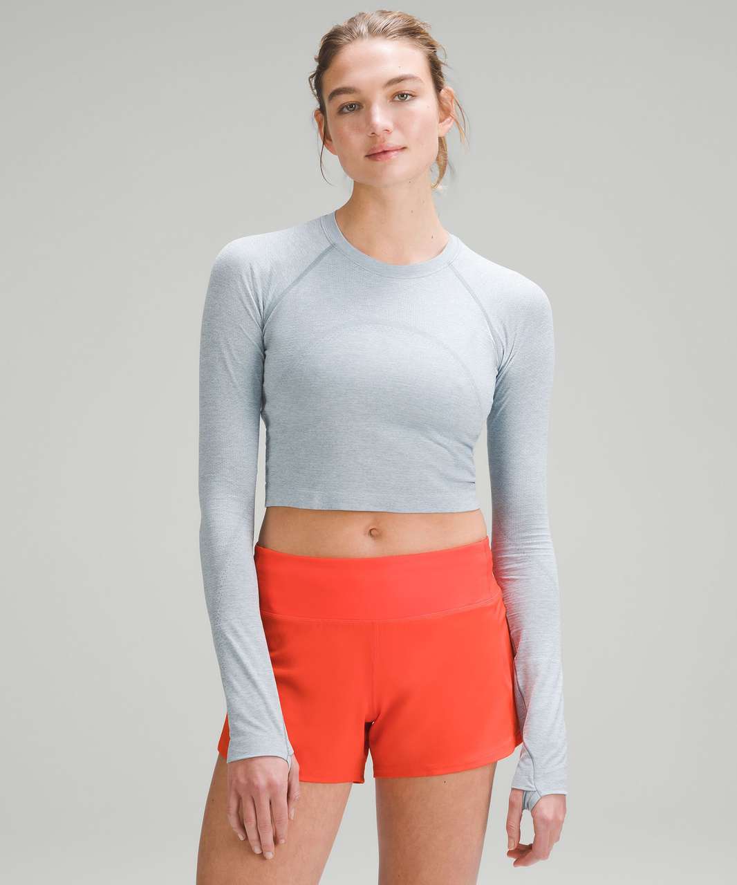 Swiftly Tech Cropped Long Sleeved Shirt 2.0 in Chambray / Powder Blue (6)  and Black (4). : r/lululemon
