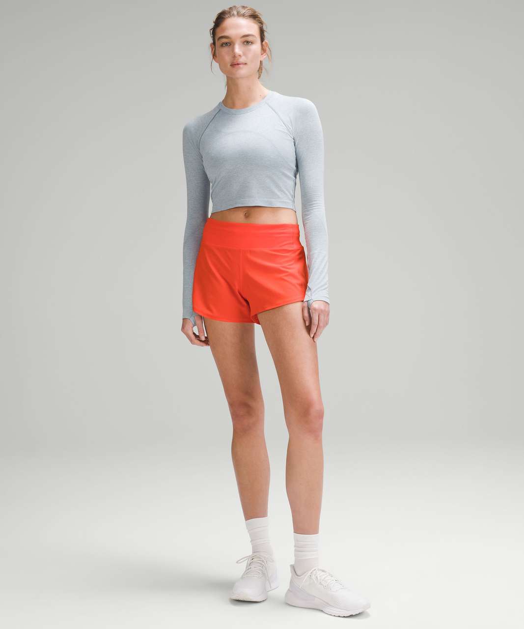 Swiftly Tech Cropped Long Sleeved Shirt 2.0 in Chambray / Powder Blue (6)  and Black (4). : r/lululemon