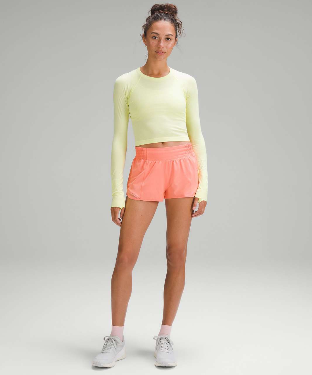 Lululemon Swiftly Tech Cropped Long-Sleeve Shirt 2.0 - Electric Lemon / Bone