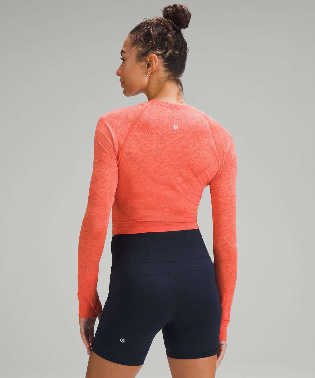 Lululemon Swiftly Tech Cropped Long-Sleeve Shirt 2.0 - Solar Orange / Sunny Coral