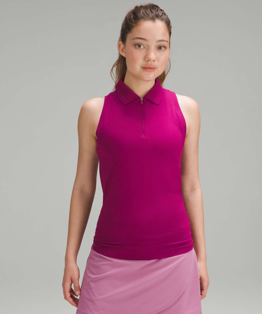 Lululemon Swiftly Tech Sleeveless Half-Zip Polo Shirt - Magenta Purple / Magenta Purple