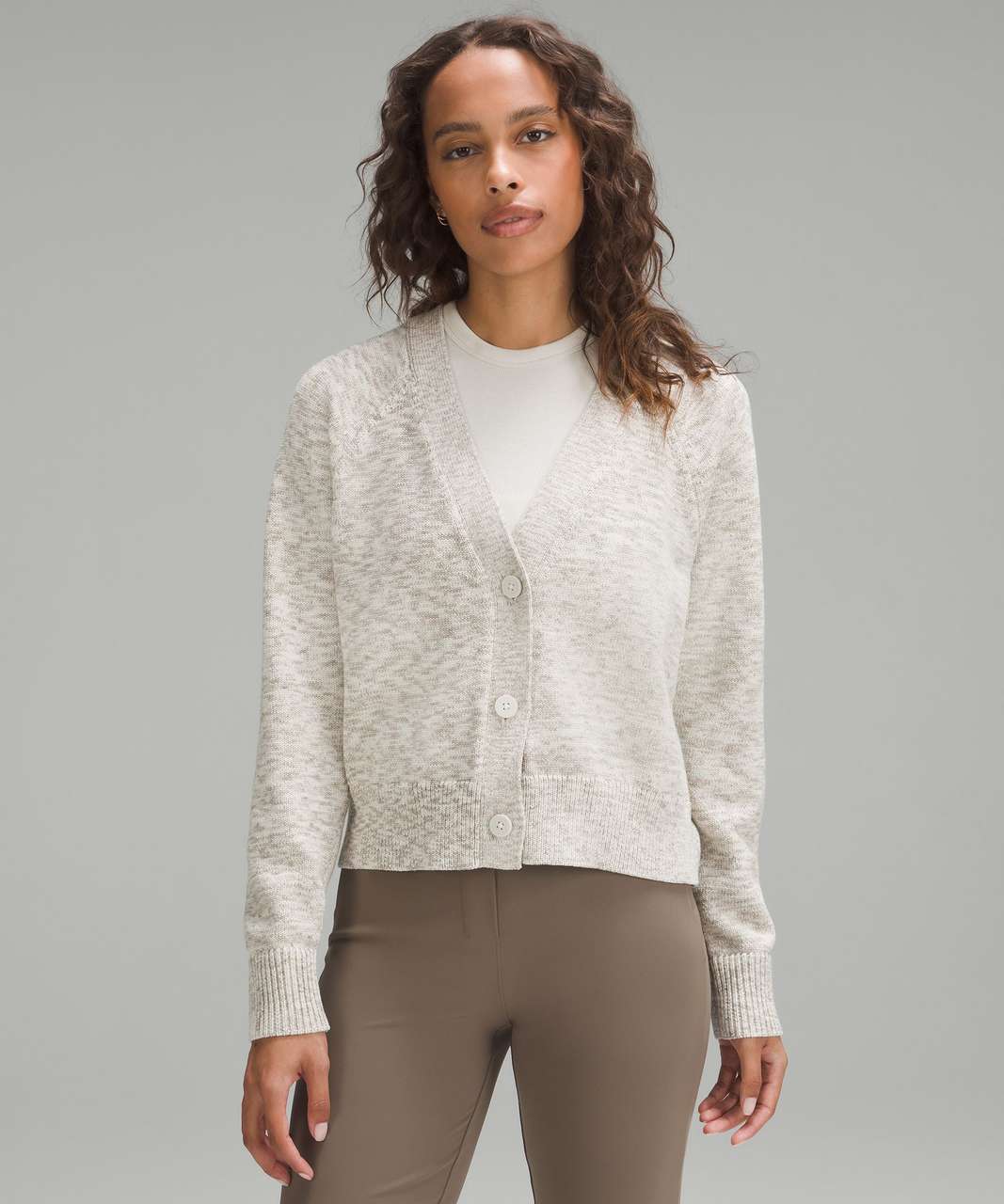 Lululemon Boxy Cotton-Blend Cardigan - Bone / White / Raw Linen / Vapor