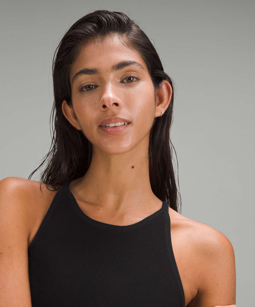 Lululemon Ribbed Knit Cropped Tank Top - Black - lulu fanatics