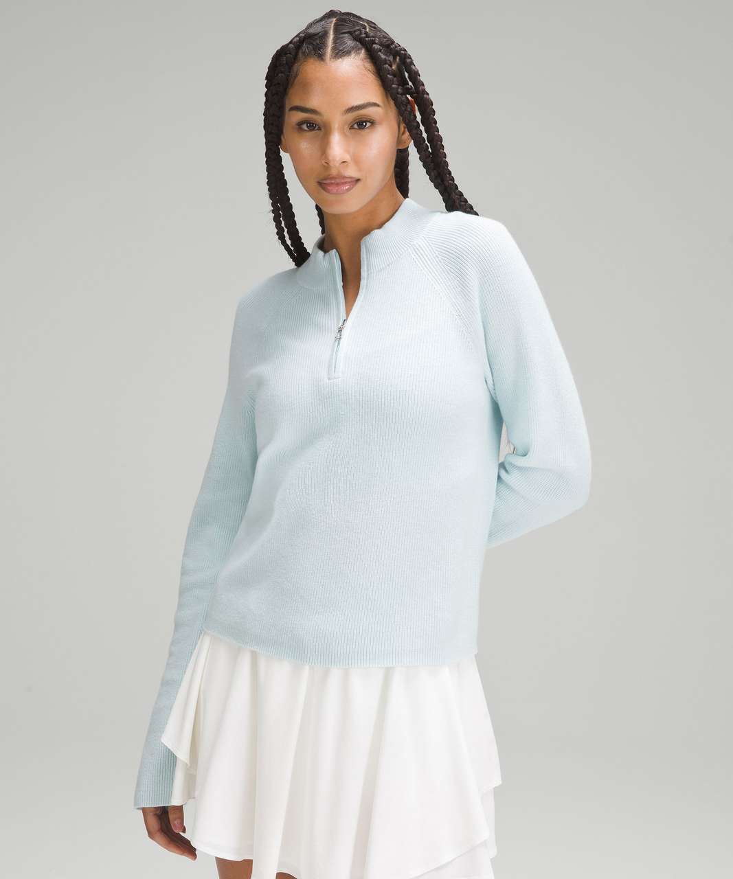 Lululemon Cotton-Blend Half-Zip Sweater - Powder Blue