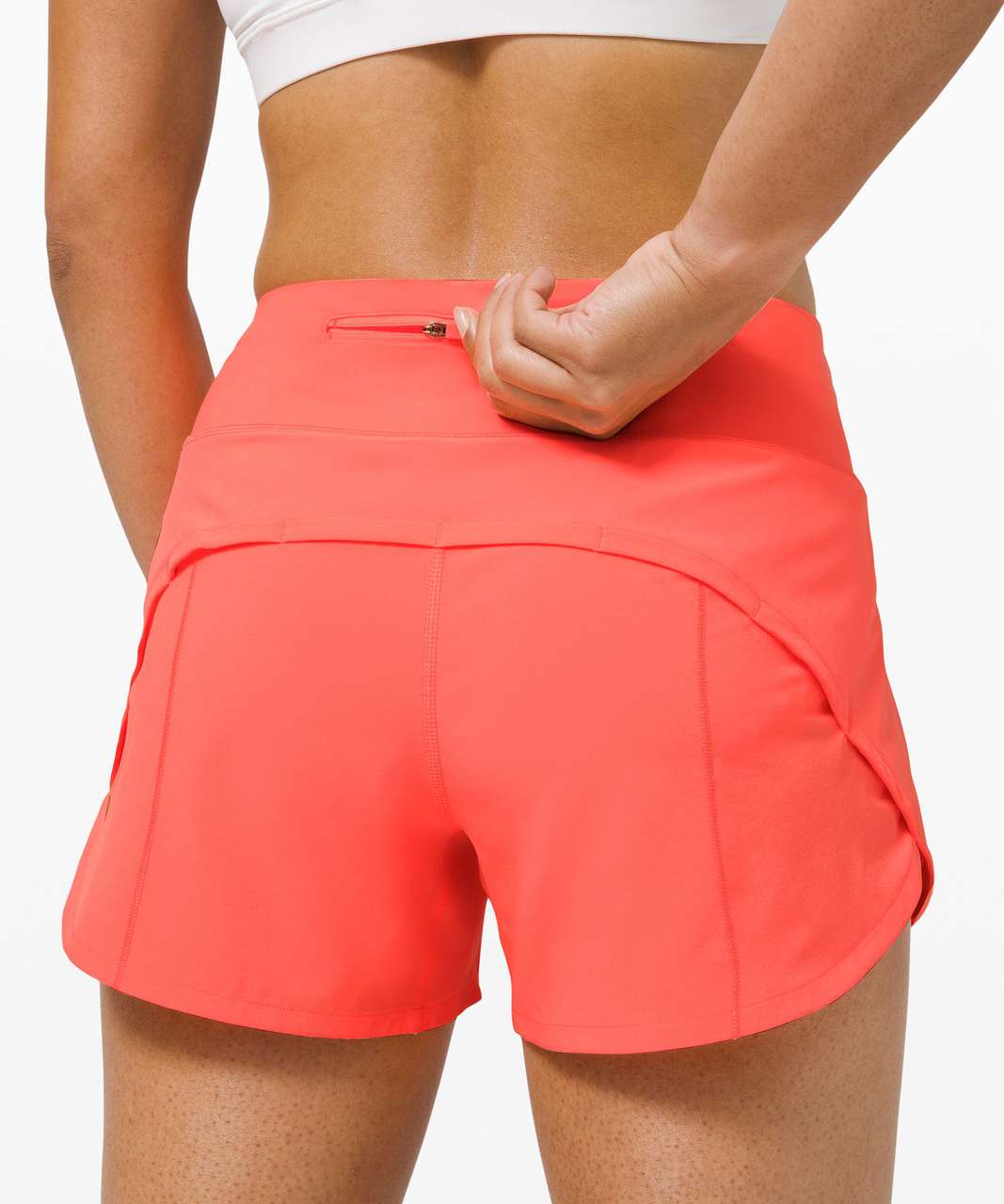 Speed Up Mid-Rise Lined Short 4, Sunny Coral