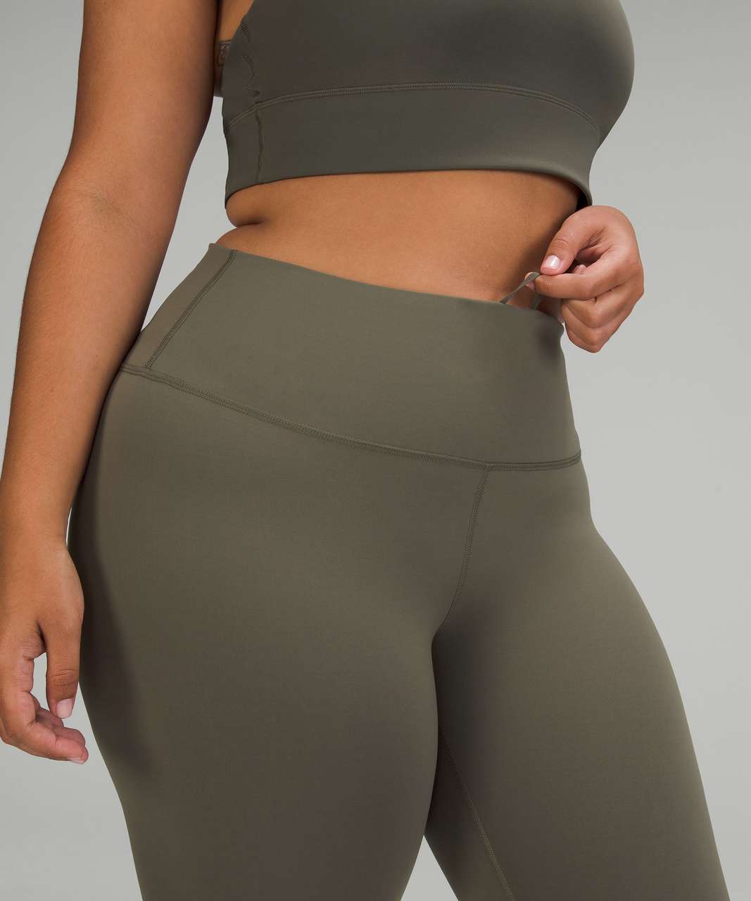 Army green lululemon cropped leggings, pockets on each side , $65 obo ,  SIZE 6