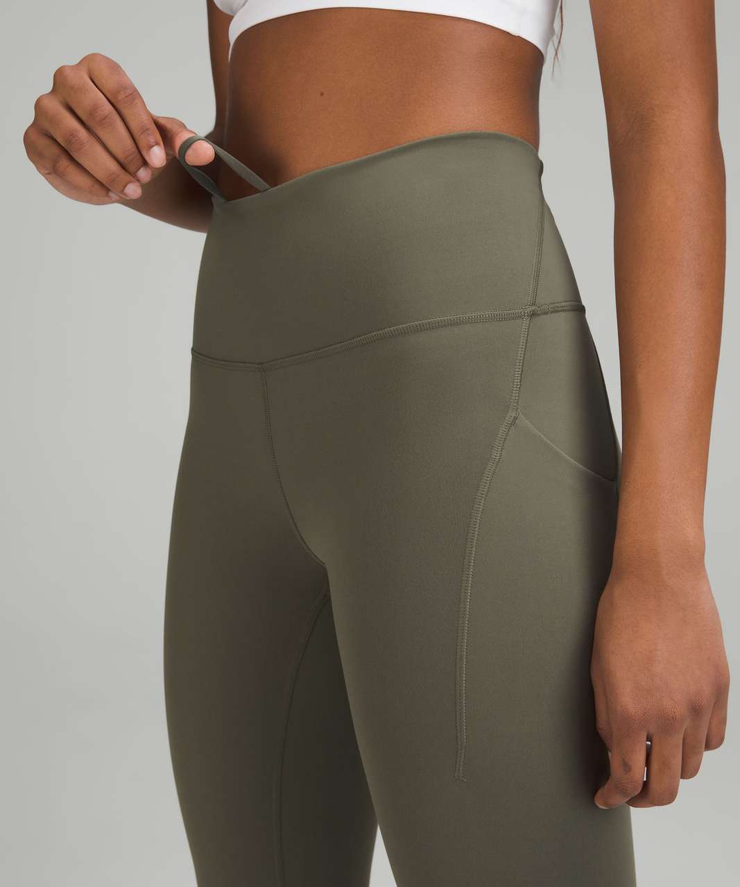 Lululemon Wunder Train High-Rise Tight with Pockets 25 - Army Green - lulu  fanatics