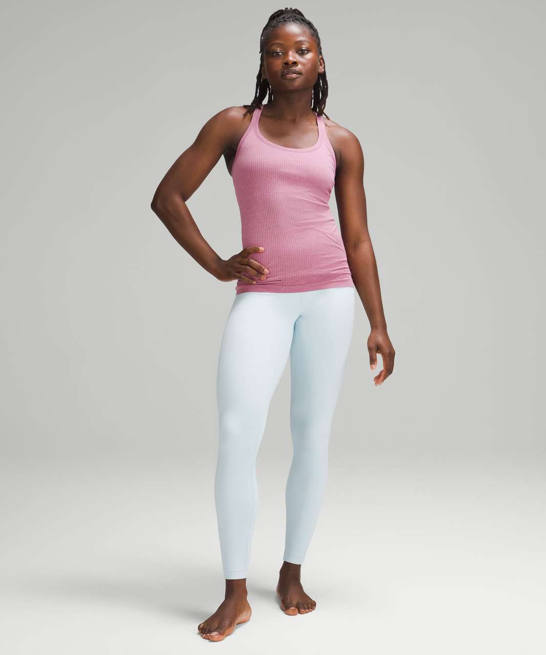 New Lululemon Ebb To Street Tank 12 Pink Savannah Slim Fit Built In Bra  Stretch