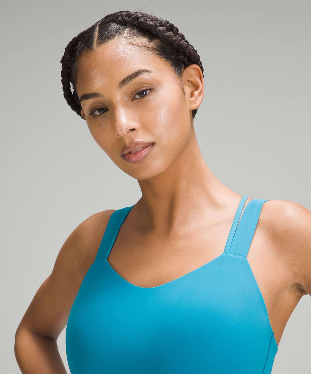 Lululemon white cadet blue twist long line bra - Agent Athletica