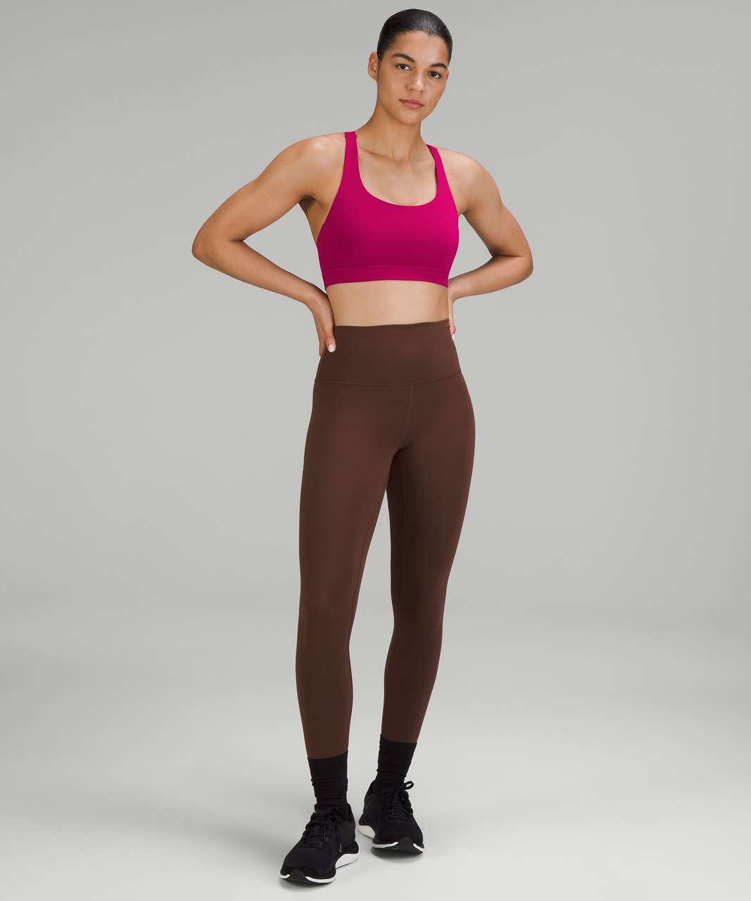 Lululemon Energy Bra Long Line Ribbed *Medium Support, B–D Cup Deep Fuschia