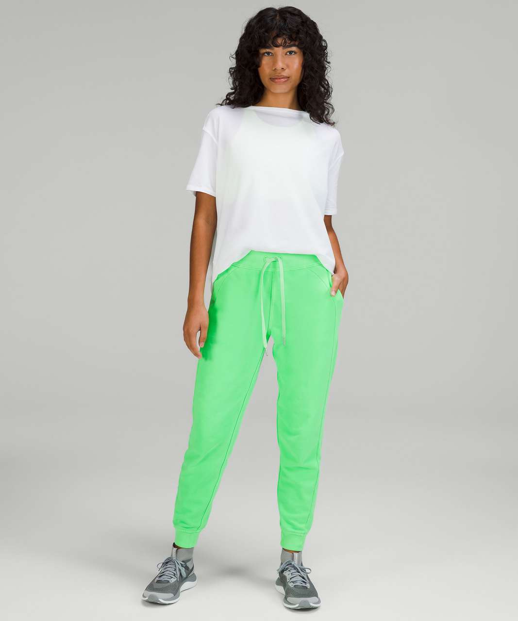 Lululemon Scuba High-Rise French Terry Jogger - Neon Garment Dye Solid  Scream Green Light - lulu fanatics