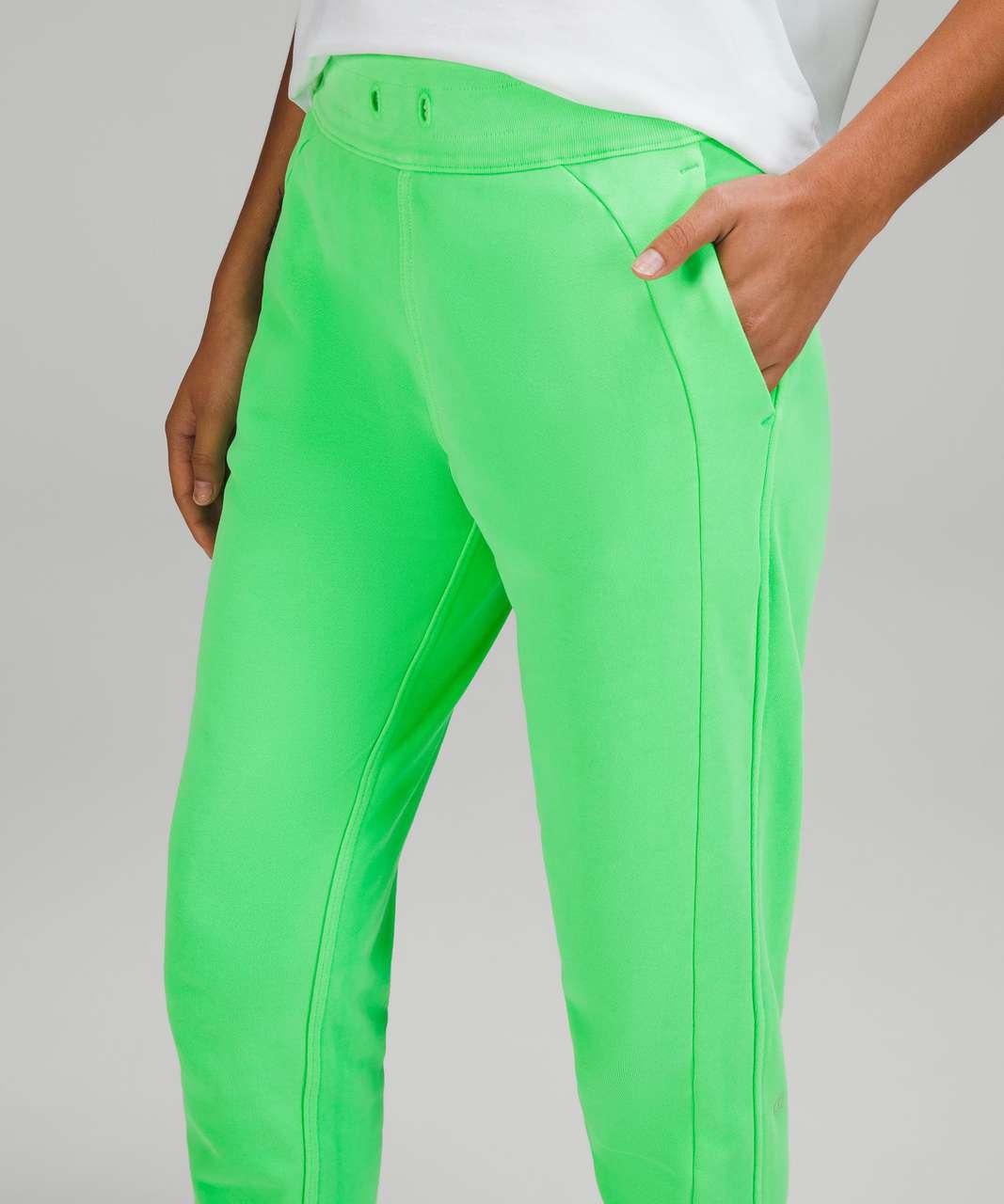 Lululemon Scuba High-Rise French Terry Jogger - Neon Garment Dye Solid Scream Green Light