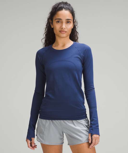 Lululemon Swiftly Tech Long Sleeve Crew - Black / White - lulu fanatics