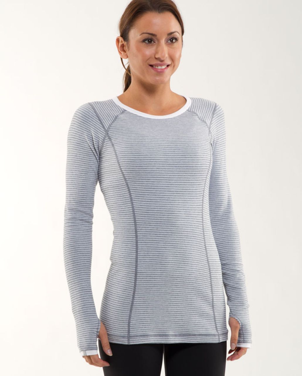 Lululemon Run: Turn Around Long Sleeve - White Heathered Blurred Grey Mini Check /  Reflective Sparkle Splatter