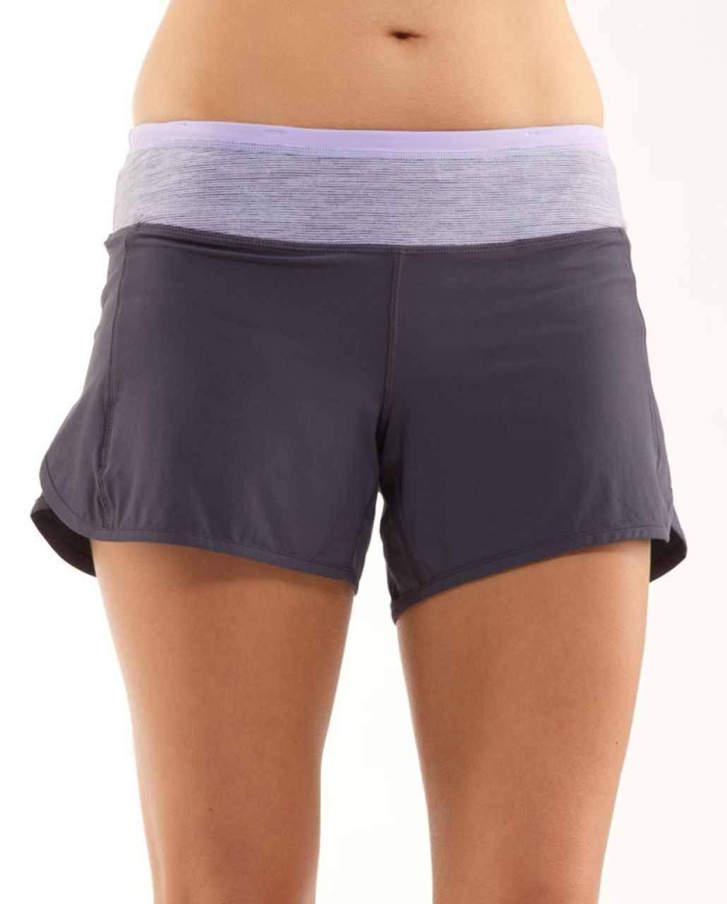 Lululemon Turbo Run Short - Coal /  Lilac Heathered Coal Wee Stripe /  Lilac