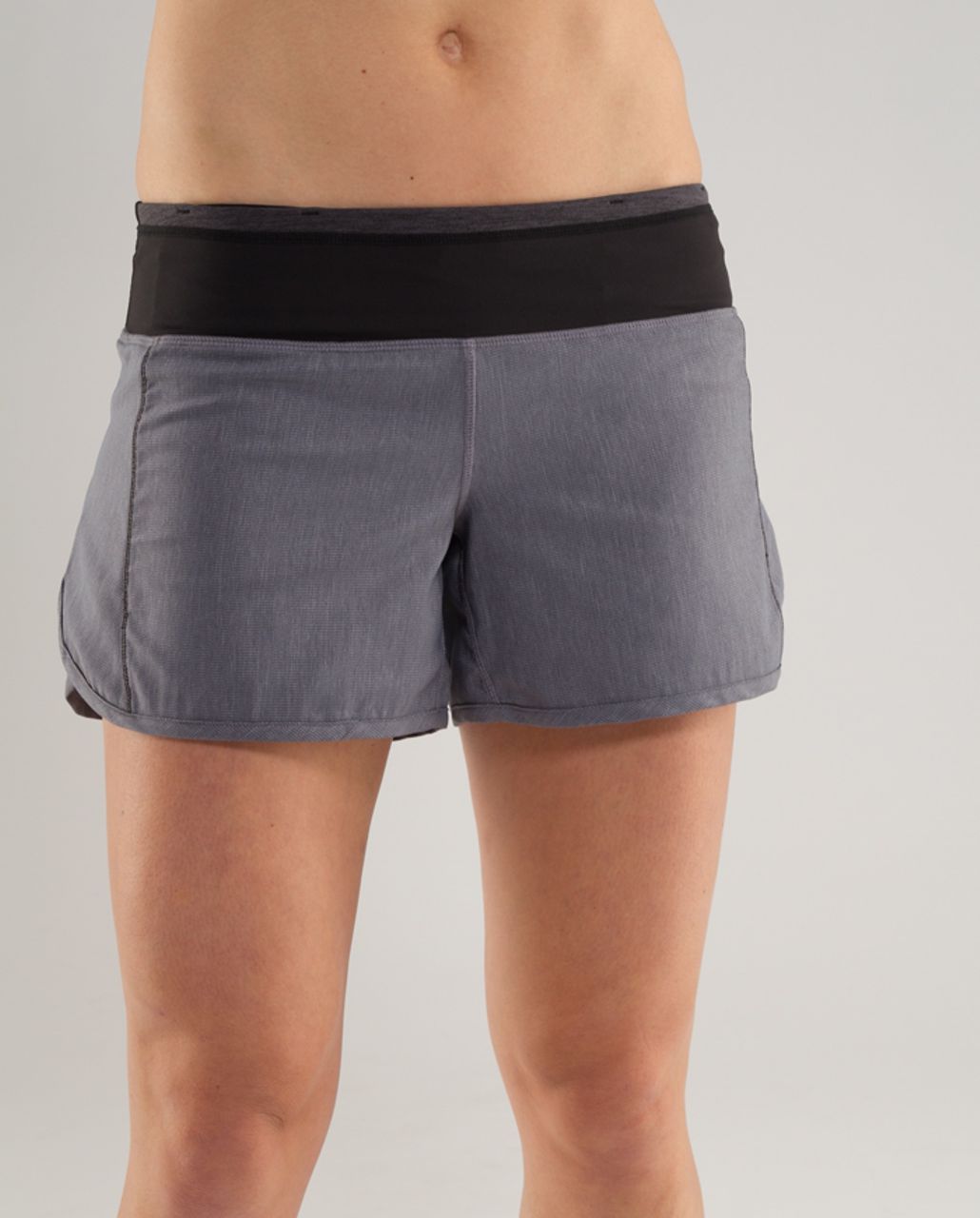 Lululemon Turbo Run Short - Black Heathered Deep Coal Herringbone