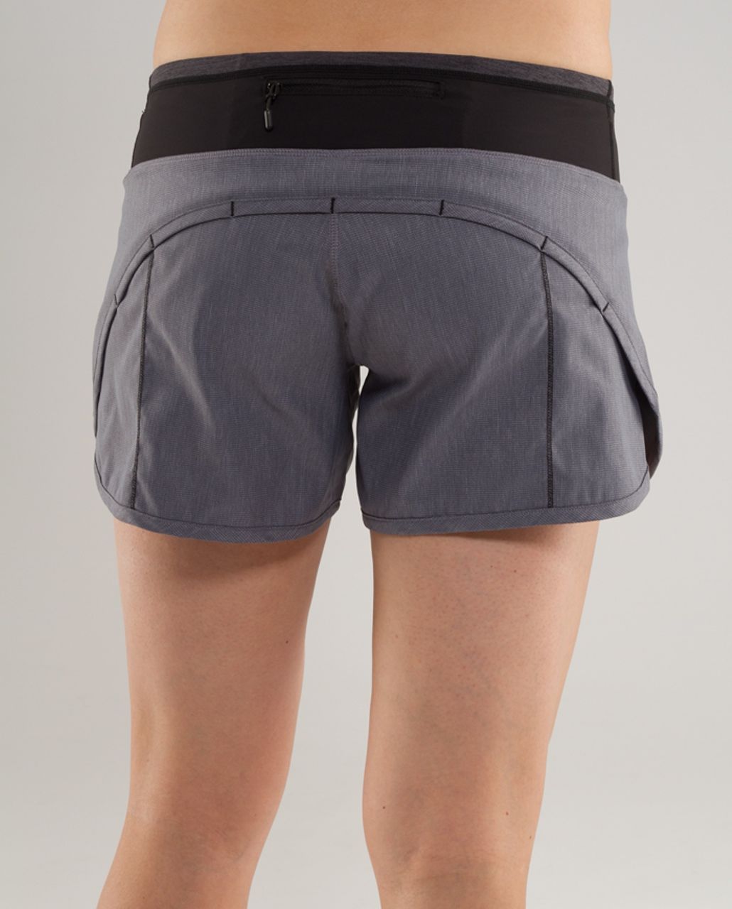 Lululemon Turbo Run Short - Black Heathered Deep Coal Herringbone