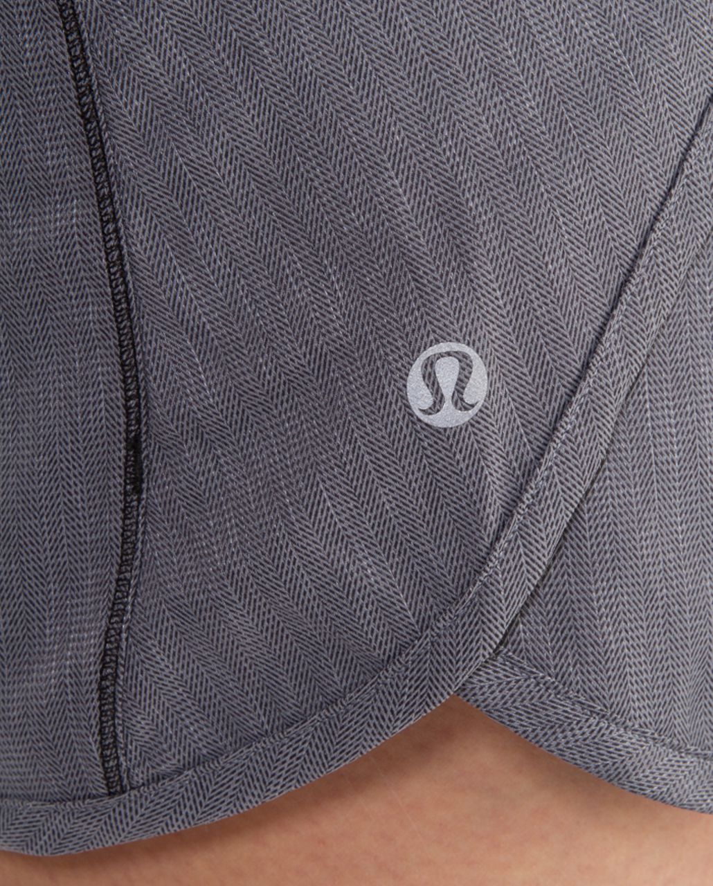 Lululemon Turbo Run Short - Black Heathered Deep Coal Herringbone