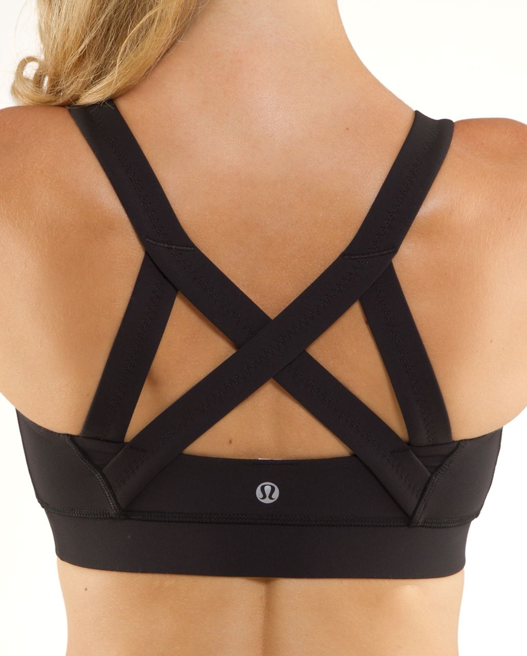 Lululemon Sports Bra Size 4 Black Strappy Criss Cross Thick Straps 