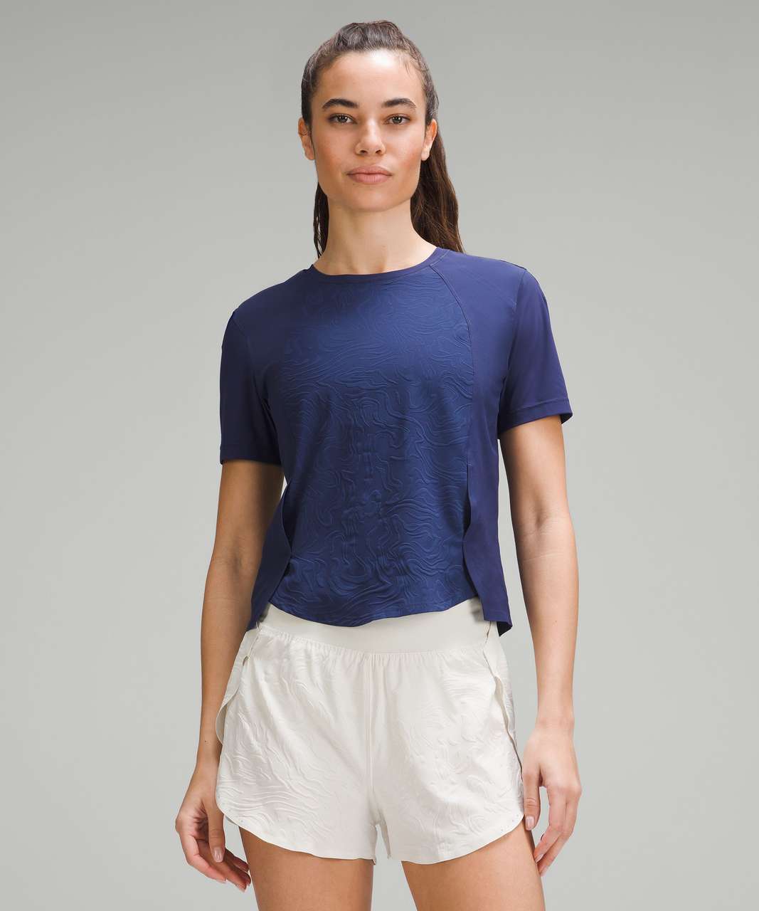 Lululemon Lightweight Stretch Running T-Shirt *Airflow - In-Sense Emboss Mini Night Sea