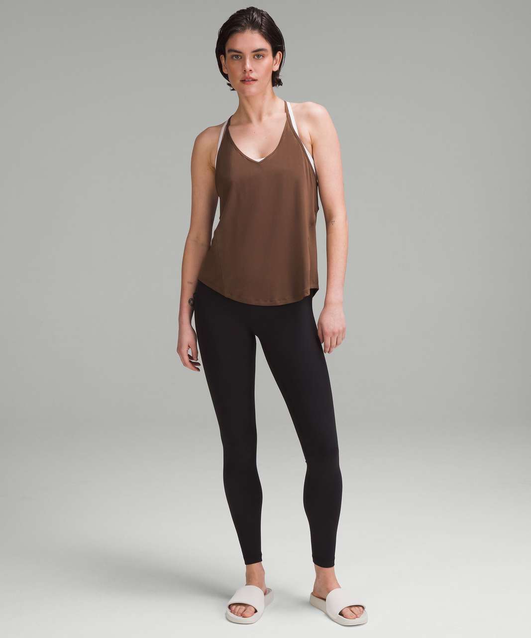 Lululemon Open-Back Cropped Training Tank Top - Mauve Grey / Shadow Grey -  lulu fanatics