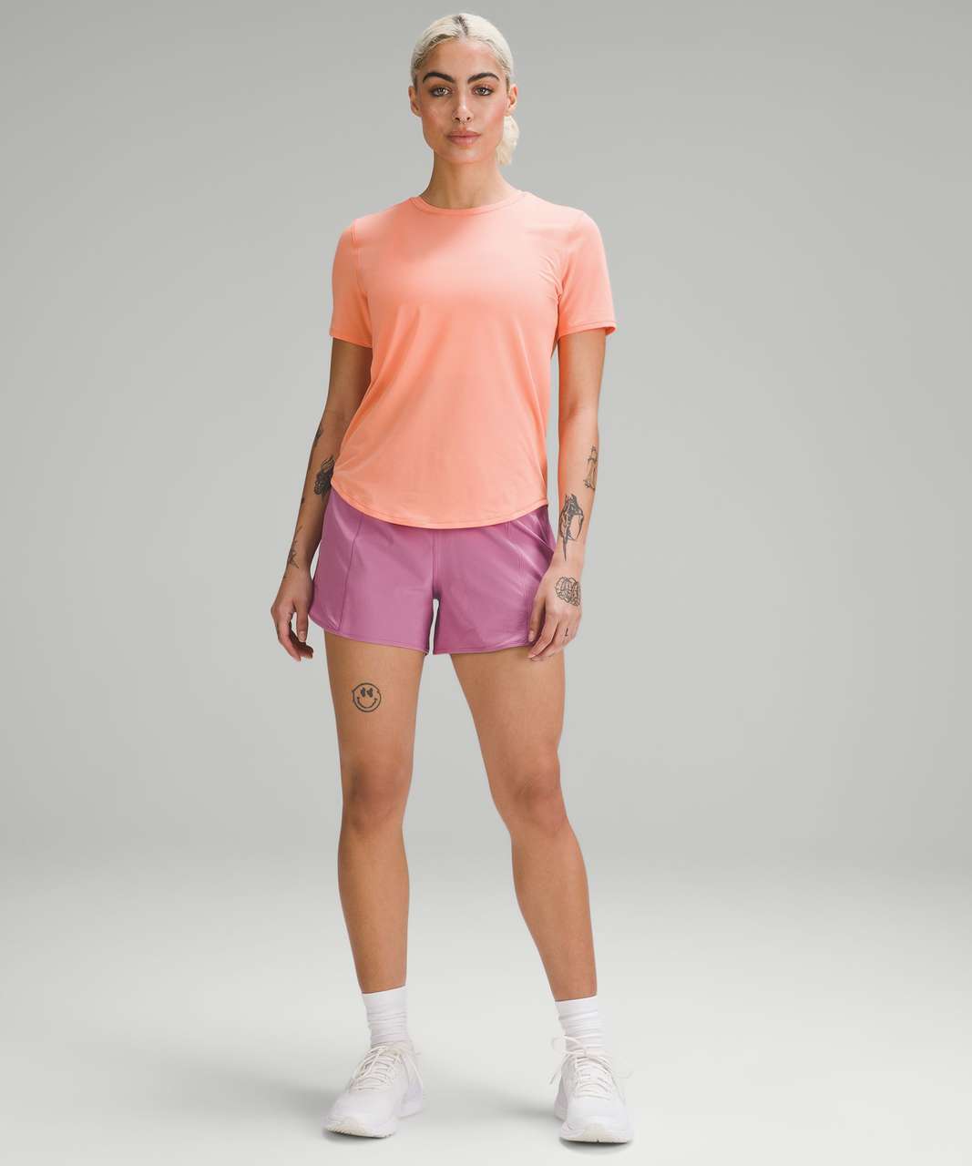 Lululemon High-Neck Running and Training T-Shirt - Sunny Coral