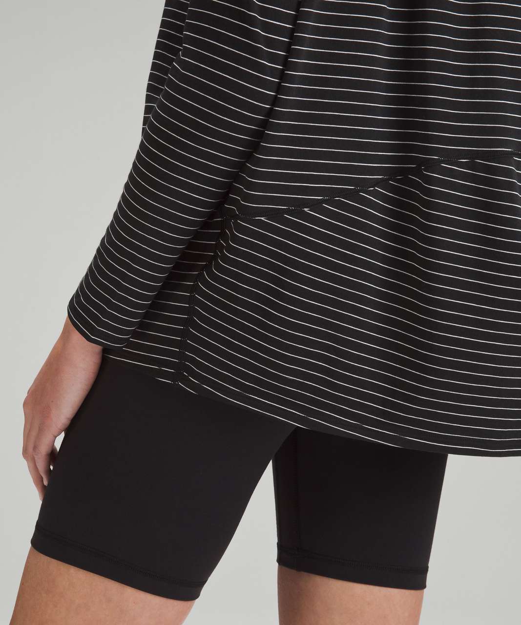 Lululemon Back in Action Long-Sleeve Shirt - Synchronise Stripe Black White