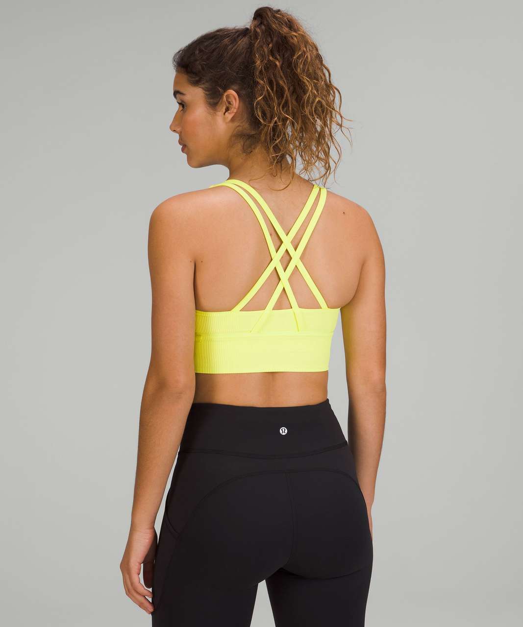 Lululemon Energy Longline Bra Ribbed Luxtreme *Medium Support, B–D Cups -  Electric Lemon - lulu fanatics