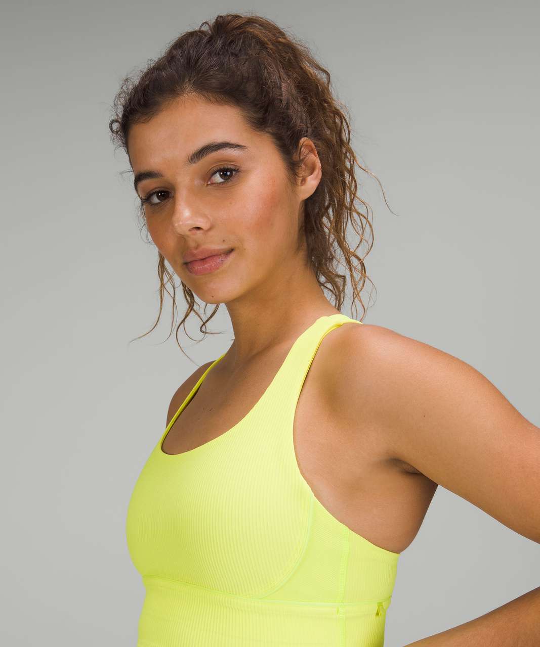 Lululemon Energy Longline Bra Ribbed Luxtreme *Medium Support, B–D Cups - Electric Lemon