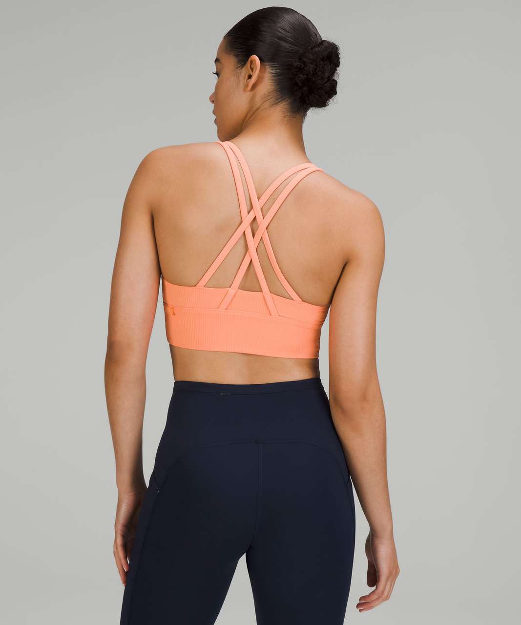 Lululemon Energy Longline Bra Ribbed Luxtreme *Medium Support, B–D Cups -  Sunny Coral - lulu fanatics