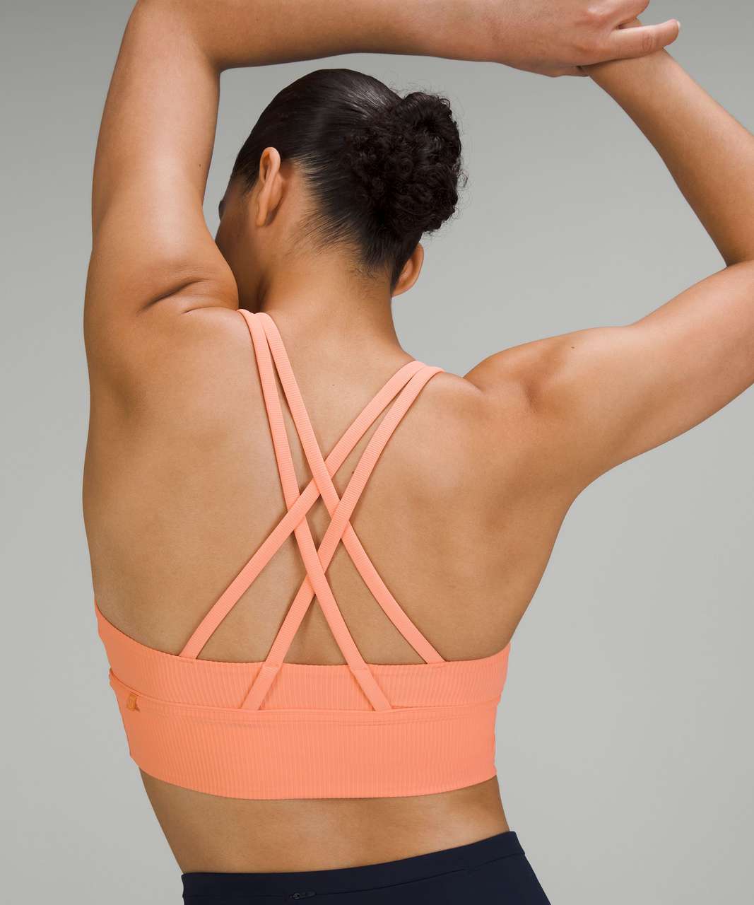 Lululemon Energy Longline Bra Ribbed Luxtreme *Medium Support, B–D Cups - Sunny Coral