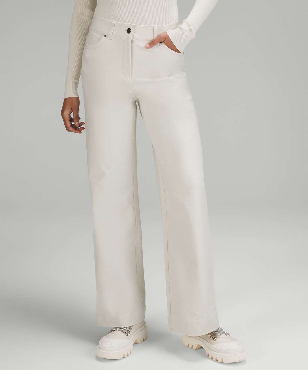 White High Waisted Wide Leg Pant