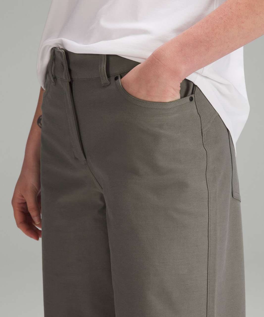 Lululemon City Sleek 5 Pocket High-Rise Wide-Leg Pant Full Length *Light  Utilitech - Grey Sage - lulu fanatics