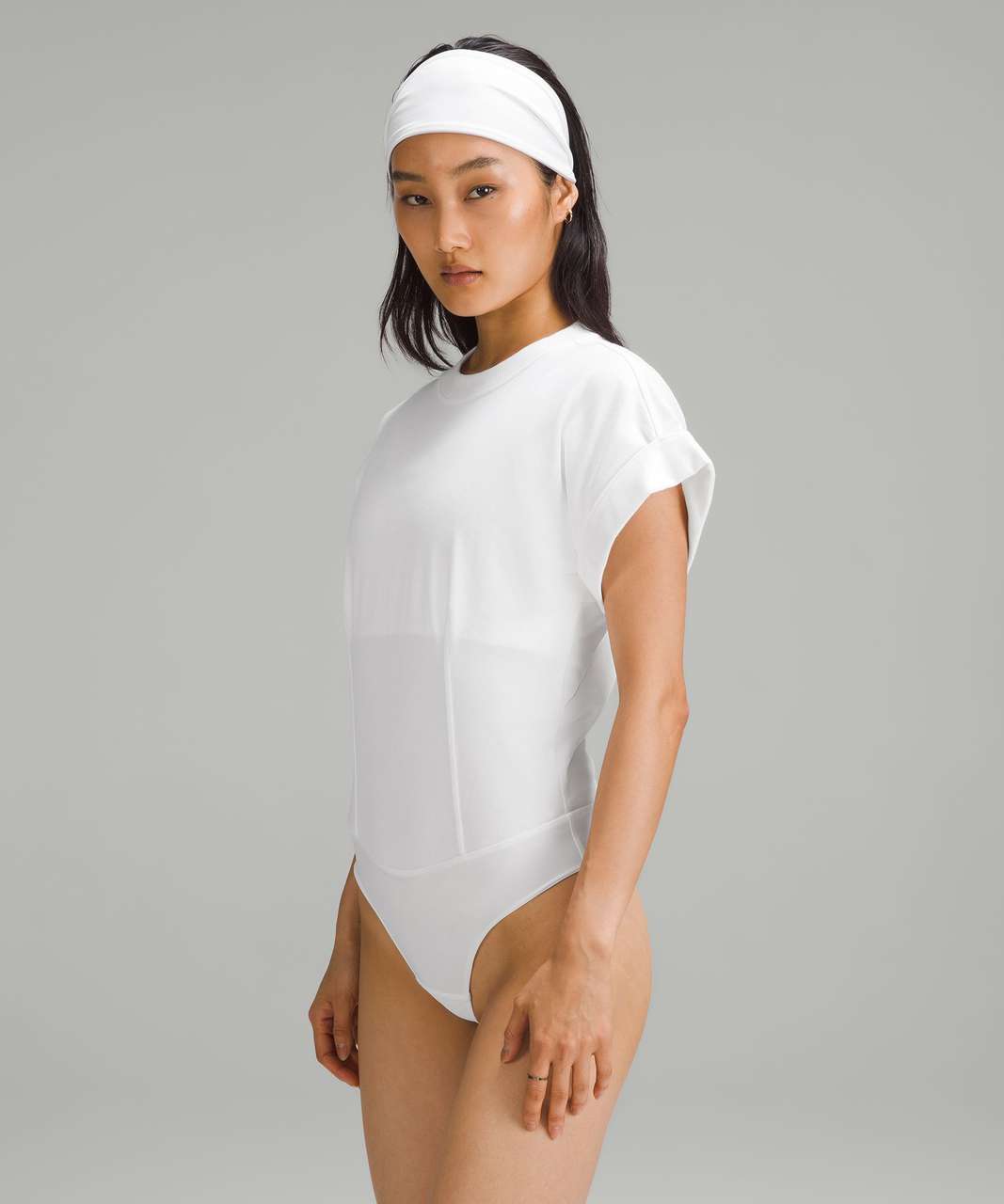 Gray Rib Knit Thong Leotard Bodysuit Womens Cotton Bodysuit One